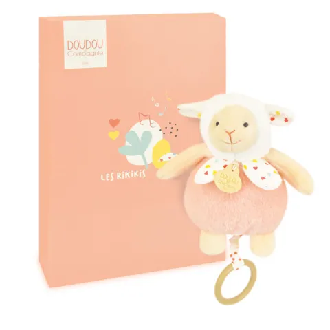 Doudou et Compagnie Boite a musique bebe - Mouton orange clair - 20 cm