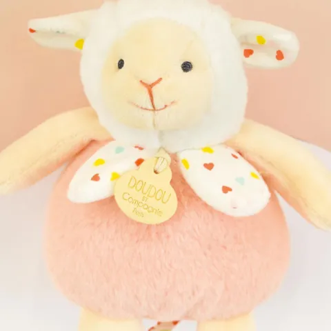 Doudou et Compagnie Boite a musique bebe - Mouton orange clair - 20 cm