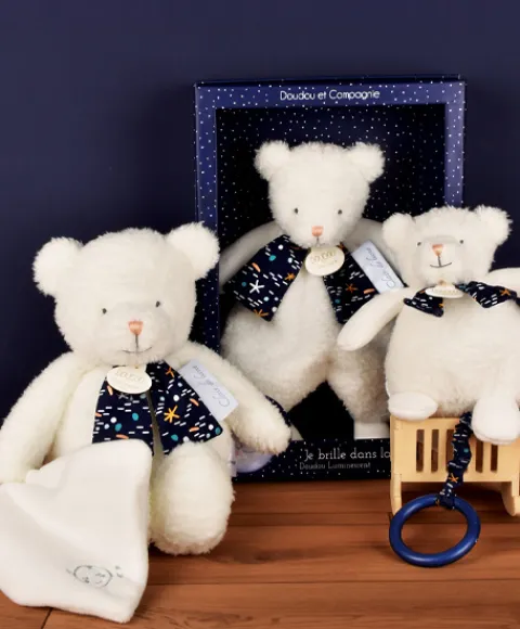 Doudou et Compagnie Boite a musique luminescente ours - 17 cm - Clair de Lune