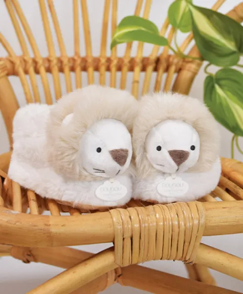 Doudou et Compagnie Chaussons bébé en peluche Lion - Unicef - 0-6 mois