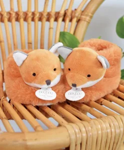 Doudou et Compagnie Chaussons bebe en peluche renard - 0/6 mois -Unicef