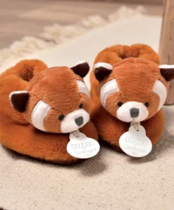 Doudou et Compagnie Chaussons bebe en peluche panda roux - Unicef - 0-6 mois