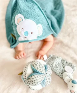 Doudou et Compagnie Coffret cadeau cape de bain et Doudou Yoca le koala - 80 x 80 cm