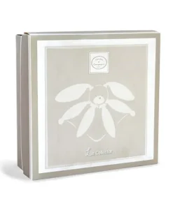 Doudou et Compagnie Coffret Doudou lapin pétales Collector taupe - 28 cm