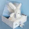 Doudou et Compagnie Coffret Doudou plat Lapin bleu - Happy Glossy - 25 cm