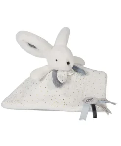 Doudou et Compagnie Coffret Doudou plat Lapin bleu - Happy Glossy - 25 cm