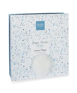 Doudou et Compagnie Coffret Doudou plat Lapin bleu - Happy Glossy - 25 cm