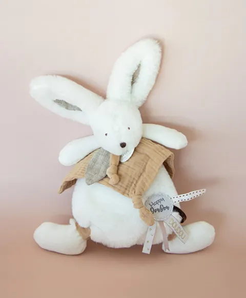 Doudou et Compagnie Coffret Doudou plat Lapin beige - Happy Wild - 25 cm