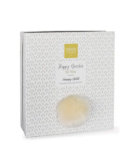 Doudou et Compagnie Coffret Doudou plat Lapin beige - Happy Wild - 25 cm