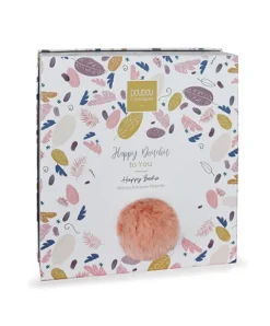 Doudou et Compagnie Coffret Doudou plat Lapin Vieux rose - Happy Boho - 25 cm
