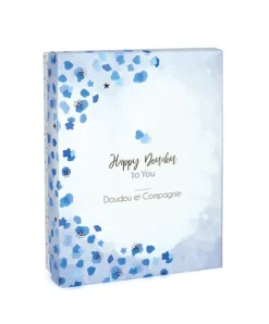 Doudou et Compagnie Coffret Mini Doudou Lapin Bleu - Happy Glossy - 17 cm