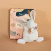 Doudou et Compagnie Coffret Mini Doudou plat Lapin beige - Happy Wild - 17 cm