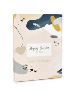 Doudou et Compagnie Coffret Mini Doudou plat Lapin beige - Happy Wild - 17 cm