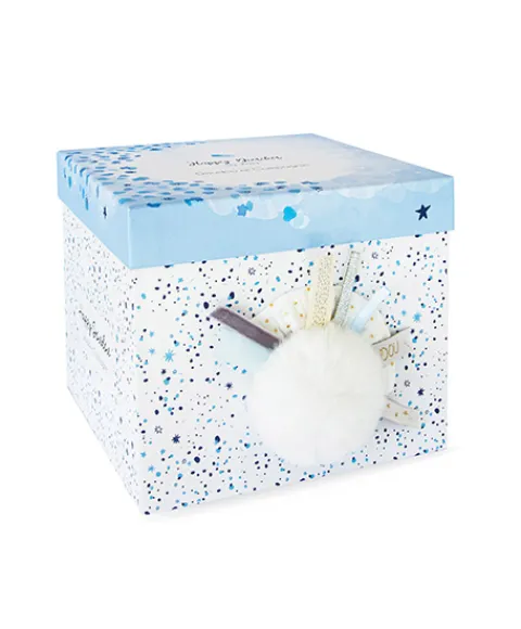 Doudou et Compagnie Coffret Pantin Lapin bleu - Happy Glossy - 25 cm
