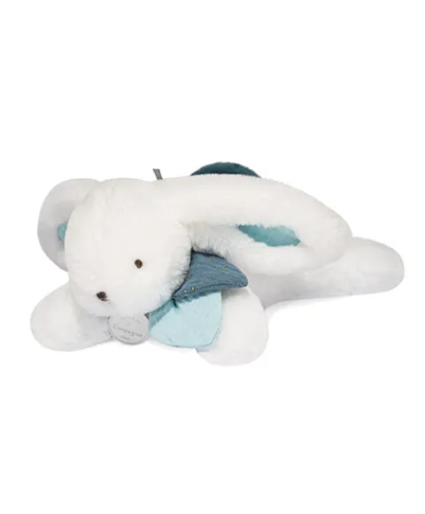 Doudou et Compagnie Coffret Pantin Lapin bleu - Happy Pop - 25 cm