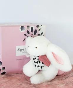 Doudou et Compagnie Coffret Pantin Lapin rose - Happy Blush - 25 cm