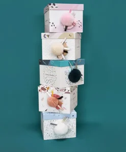 Doudou et Compagnie Coffret Pantin Lapin Vieux rose - Happy Boho - 25 cm