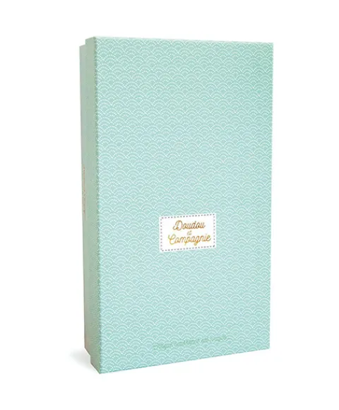 Doudou et Compagnie Coffret peluche lapin de sucre- lapin mouchoir vert - 31 cm