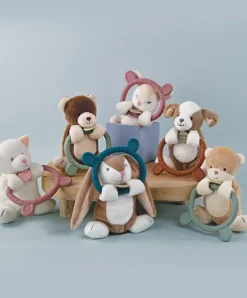 Doudou et Compagnie Doudou anneau de dentition - Hochet - HOULAHOP - Vert d'eau