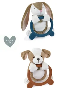 Doudou et Compagnie Doudou anneau de dentition - Hochet - HOULAHOP - terracota-bleu marine