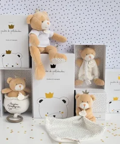 Doudou et Compagnie Doudou attache sucette ours Petit Roi marron - 15 cm