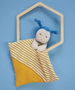 Doudou et Compagnie Doudou bébé abeille Pollen en coton BIO - 20 cm - modèle aléatoire