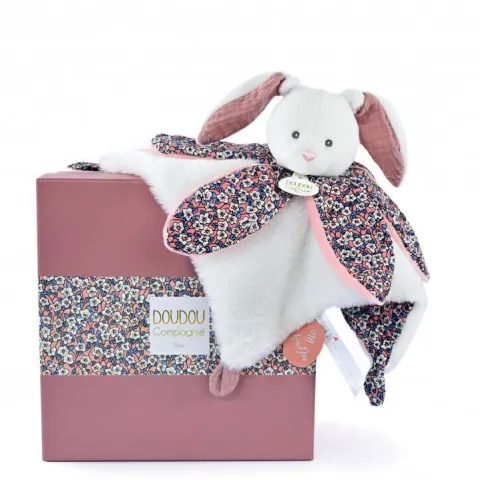 Doudou et Compagnie Doudou LAPIN blanc avec pétales - BOH'AIME -