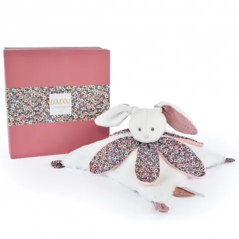 Doudou et Compagnie Doudou LAPIN blanc avec pétales - BOH'AIME -