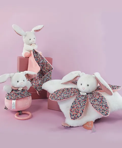 Doudou et Compagnie Doudou LAPIN blanc avec pétales - BOH'AIME -