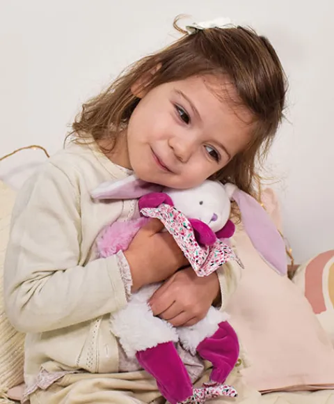 Doudou et Compagnie Doudou Lapin marionnette - Petit sac - Amusette 3 EN 1