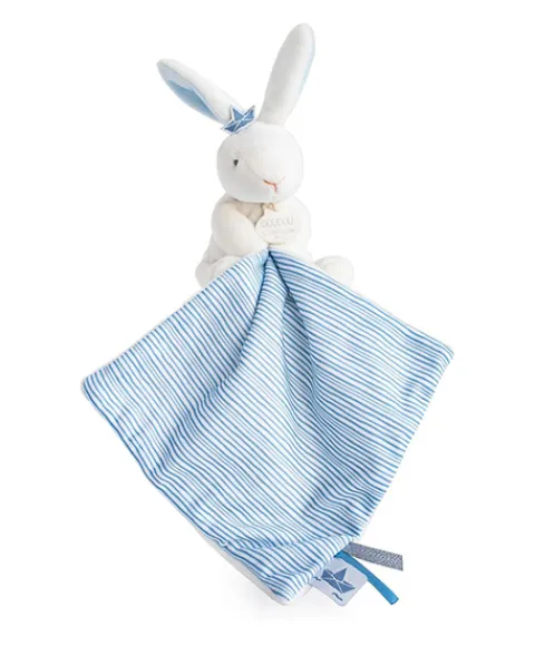 Doudou et Compagnie Doudou lapin mouchoir bleu lapin matelot - 10 cm