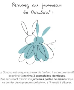Doudou et Compagnie Doudou mouchoir chien bleu en coton BIO -15 cm