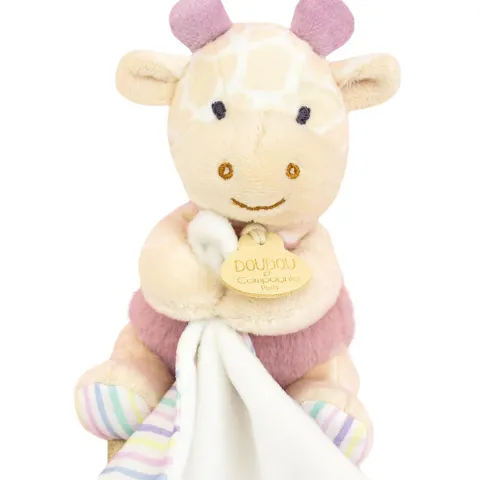 Doudou et Compagnie Doudou mouchoir Girafe rose - 11 cm