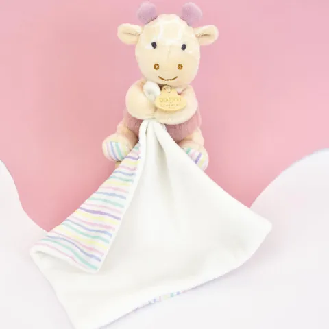 Doudou et Compagnie Doudou mouchoir Girafe rose - 11 cm