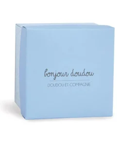 Doudou et Compagnie Doudou mouchoir lapin bleu - 10 cm - Boite fleur