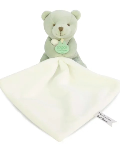 Doudou et Compagnie Doudou mouchoir- Mon petit ourson - Vert Clair - 10 cm