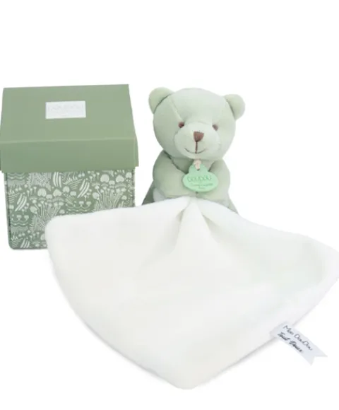 Doudou et Compagnie Doudou mouchoir- Mon petit ourson - Vert Clair - 10 cm