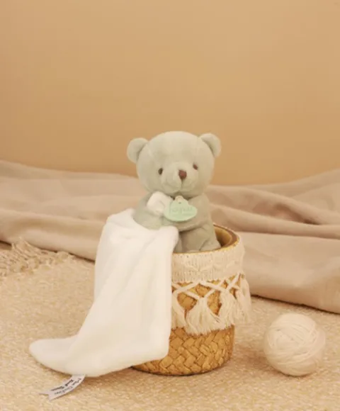Doudou et Compagnie Doudou mouchoir- Mon petit ourson - Vert Clair - 10 cm