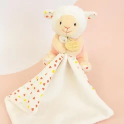 Doudou et Compagnie Doudou mouchoir mouton blanc et orange - 11 cm