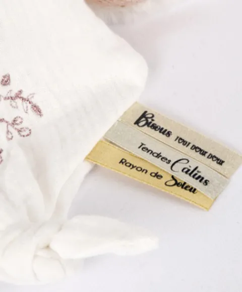 Doudou et Compagnie Doudou mouchoir ours Rose - 30 cm - Collection Anniversaire