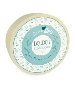 Doudou et Compagnie Doudou mouchoir Souris grise - vert en coton BIO - 15 cm