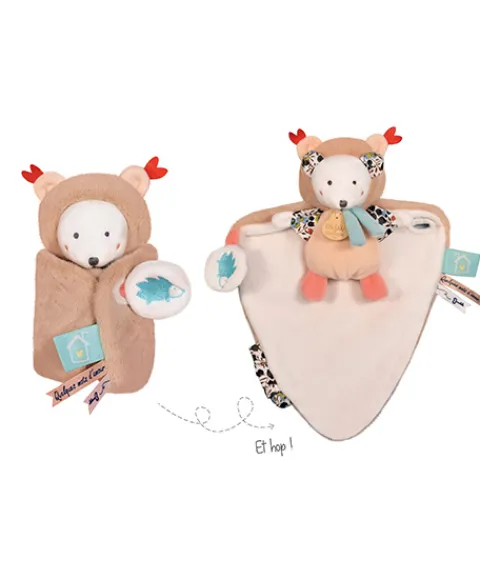 Doudou et Compagnie Doudou Ours marron avec cape - Papillotte - 3 EN 1