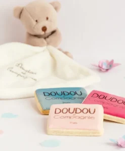 Doudou et Compagnie Doudou ours mouchoir - 10 cm - Boite fleur
