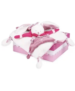 Doudou et Compagnie Doudou plat Cerise le lapin Rose - 27 cm