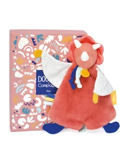 Doudou et Compagnie Doudou plat dinosaure orange Lou - 25 cm