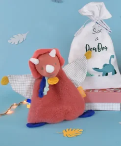 Doudou et Compagnie Doudou plat dinosaure orange Lou - 25 cm