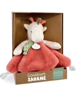 Doudou et Compagnie Doudou plat girafe beige et rouge -25 cm
