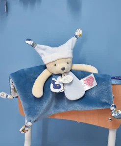 Doudou et Compagnie Doudou plat Ours 3 histoires - Bleu