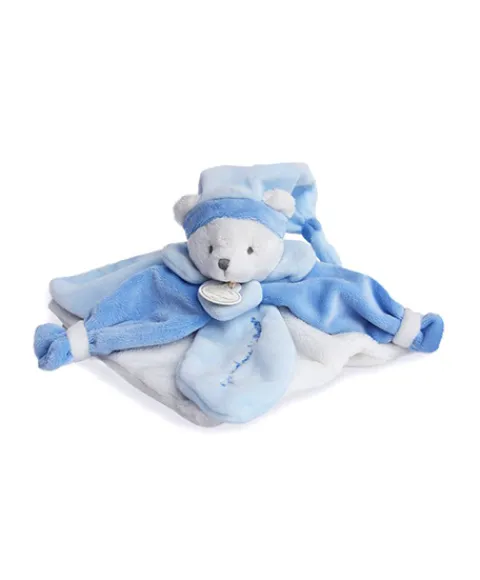Doudou et Compagnie Doudou plat Ours Collector bleu - 24 cm