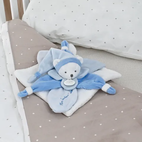 Doudou et Compagnie Doudou plat Ours Collector bleu - 24 cm
